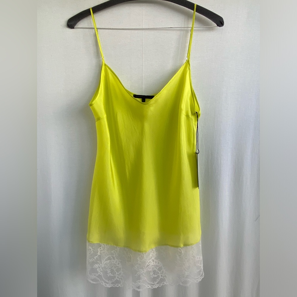 Natural silk cami with lace detail